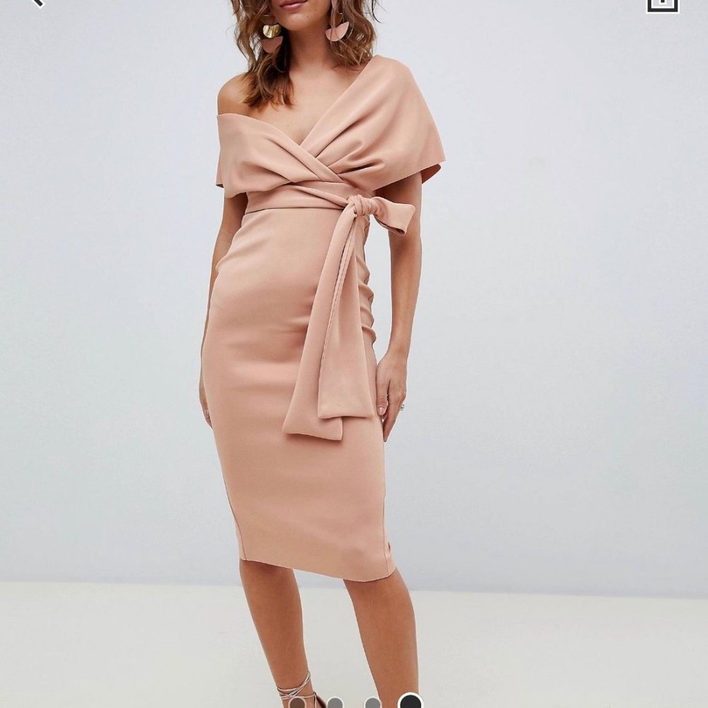 ASOS Scuba Dress Nude / Beige / Tan Size US 6 NWT